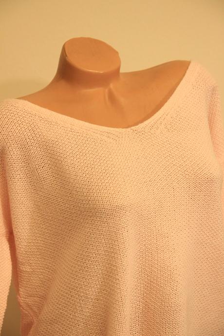 Ružový oversize pletený sveter, m/l, m