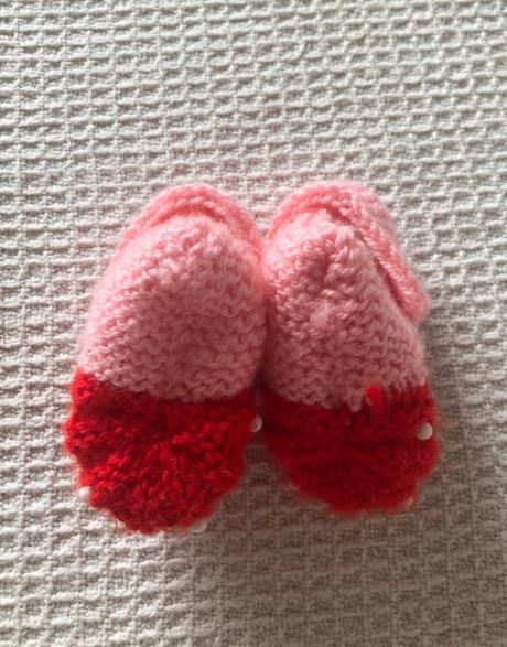 Pletené handmade papučky jahody 6 - 9 mesiacov, 18