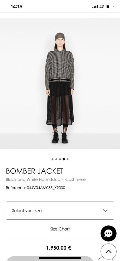 Dior jadior kašmír bombera l, l