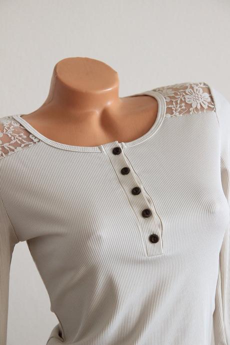 Béžový rebrovaný body top, s/m, s