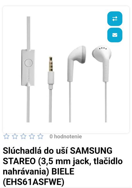 Samsung originál slúchadlá do uší ako nové, samsung