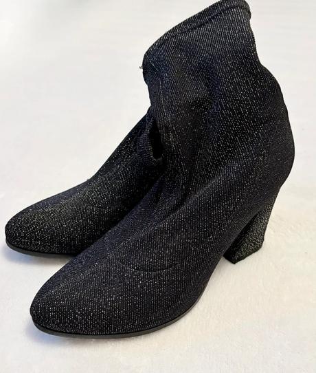 Dámske trblietavé členkové čižmy na hrubom podpätk, 36