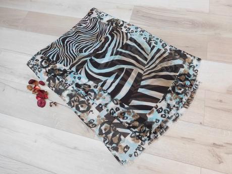 Šatka vzorovaná hnedá s tyrkysovou, 