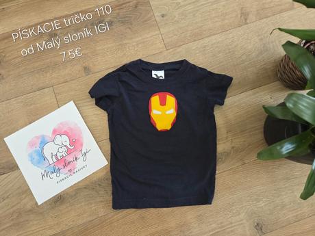 Piskacie tričko 110 od malý sloník igi iron man, 104