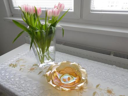 Misa z farebného skla v tvare kvietku-retro,, 