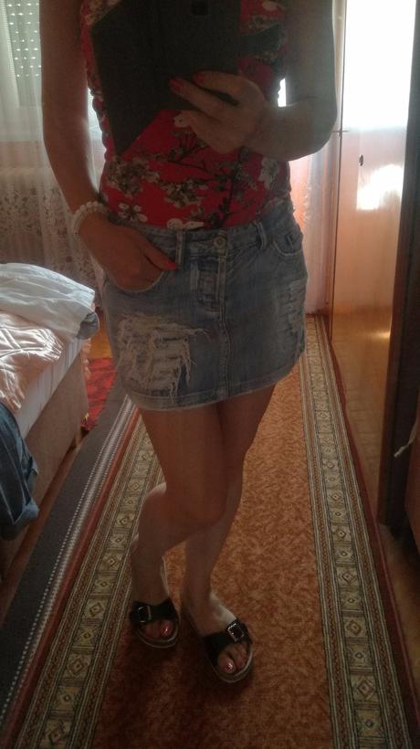 Trendy riflová minisukna, m