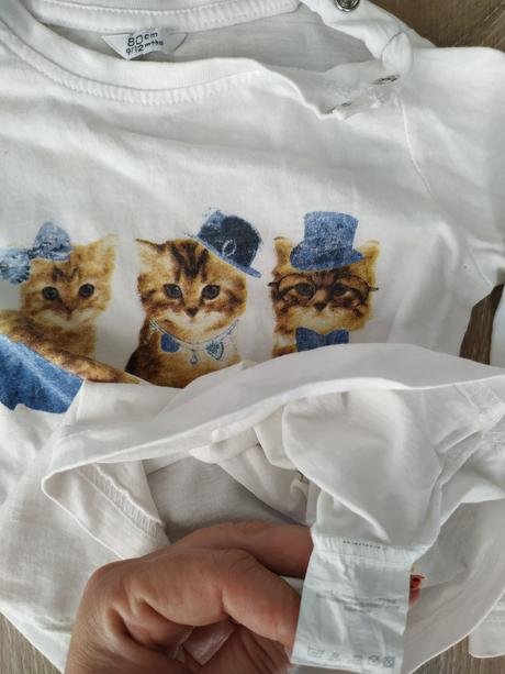 Biele tričko s mačičkami, v. 80, pepco,80