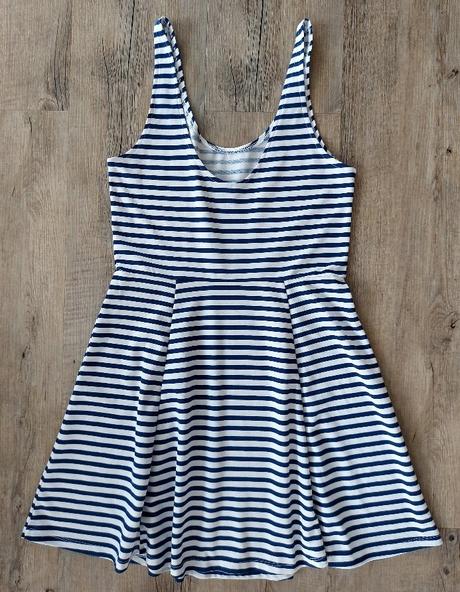 Pásikavé modrobiele šaty, h&m,36