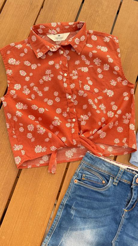 2x blúzkové topy h&m 146cm, h&m,146