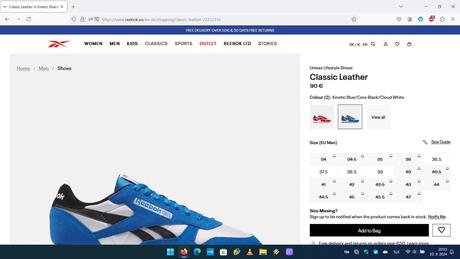 Reebok classic leather modré, reebok,42