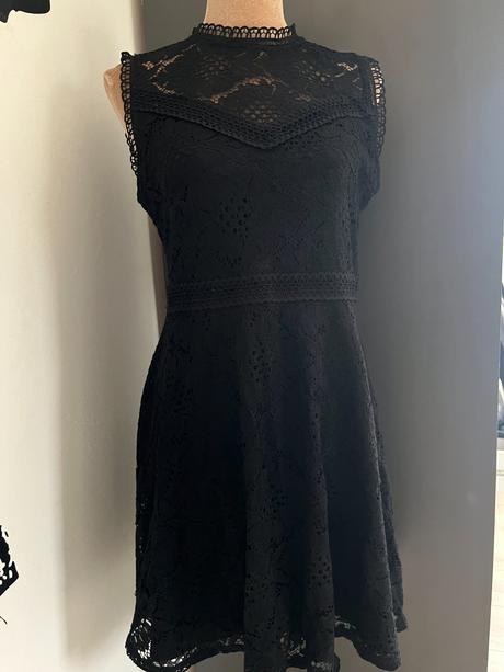 Čierne šaty s krajkou, h&m,m