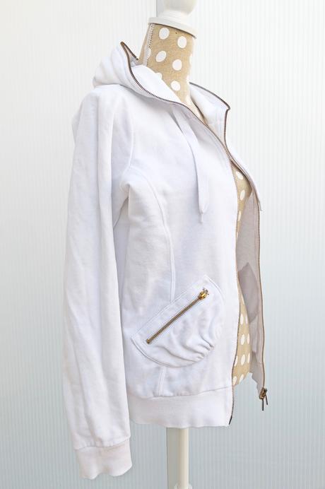 Biela mikina na zips s kapucňou, amisu,m
