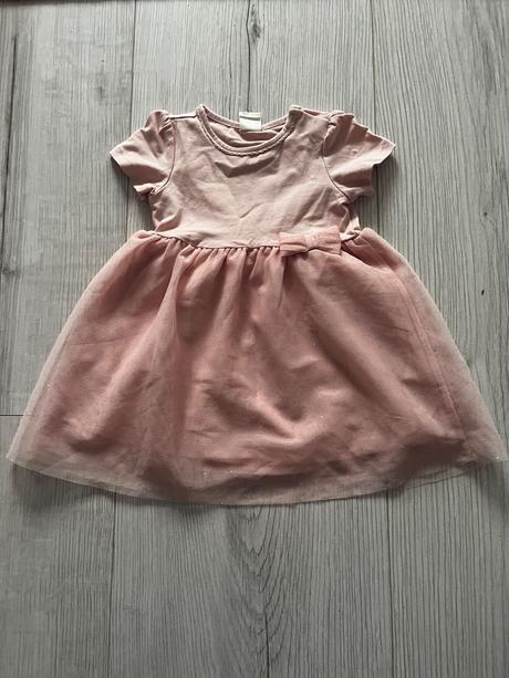 Trblietave pudrovo ružové šaty, h&m,74