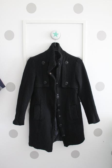 Noseny elegantny jendoduchy cierny kabat, cierny, s