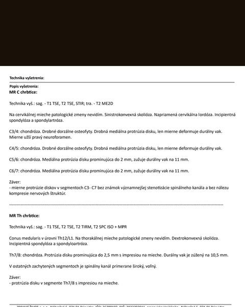 Popis MRI chrbtice