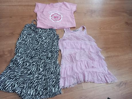 Overal h&m tričko a šatk. tielko  lindex, h&m,140