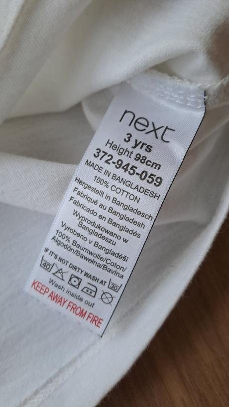 Biele bavlnené tričko next, next,98