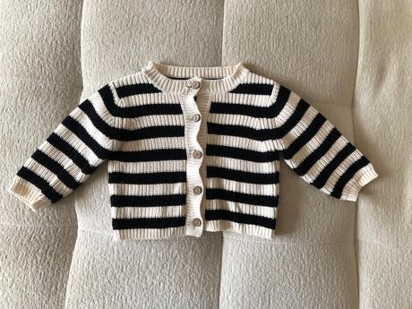 Krémovo - čierny pásikavý sveter 92/98, 92