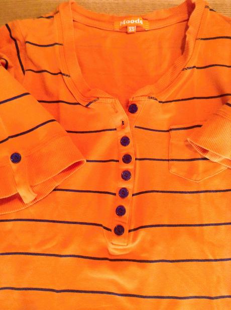 Oranžovo pásikavé tričko s 3/4 rukávom, moodo, s