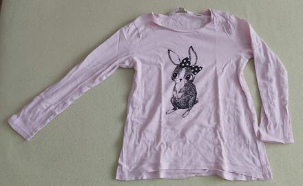 Tričko bledulinko ružové zajačik h&m 110/116, h&m,110