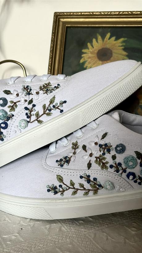 Plátené, ručne vyšívané tenisky, 36 - 42