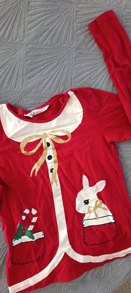 Vianočné tričko s dlhým rukávom, h&m,128