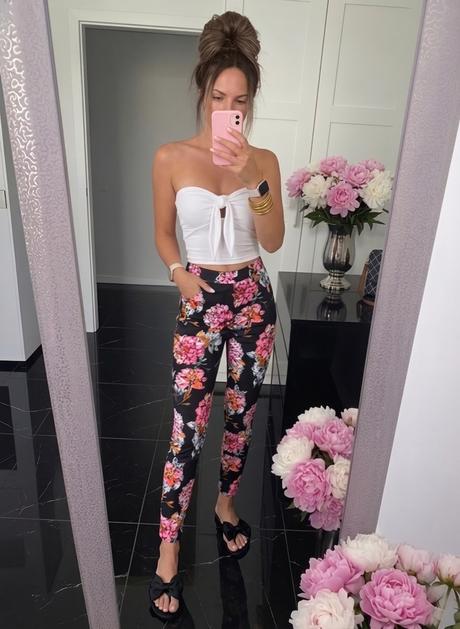 Elegantné nohavice s kvetmi, f&f,s