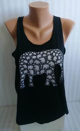 Dámsky čierny top s motívom slon, m