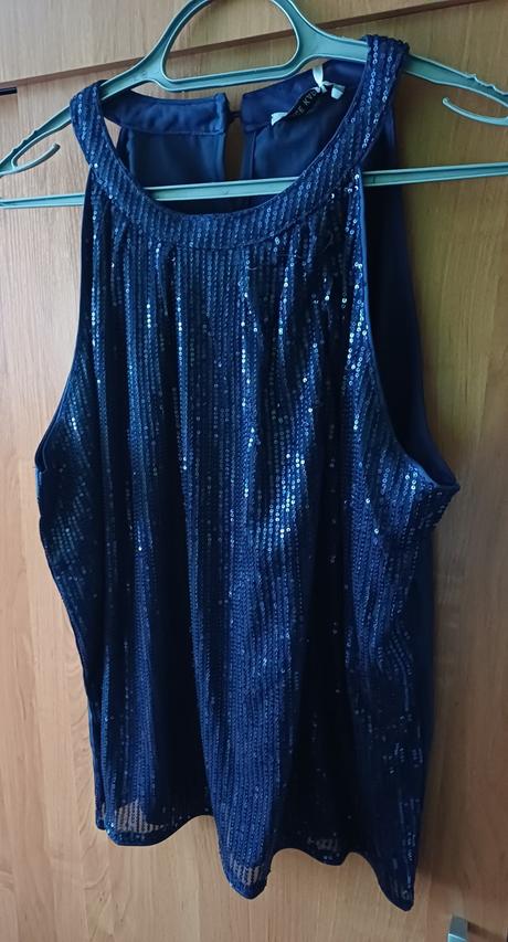 Damsky tmavomodrý top s flitrami xxl, xxl