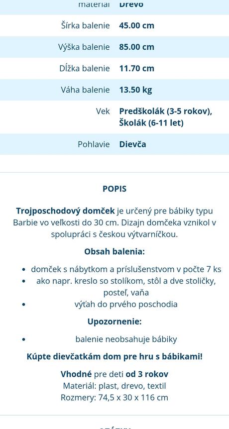 Dom pre barbie veľký +prislušenstvo, 