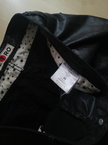 Lesklé rifle tenšie retro jeans (27 a 28), 28
