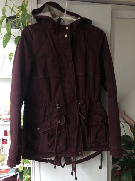Bordová dámska bunda/ bordový kabat/ zimná bunda, h&m,xs