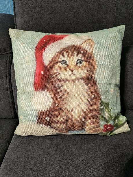 Vankúš s návlečkou vianočné mačiatko, šírka (cm): 40,dĺžka (cm): 40
