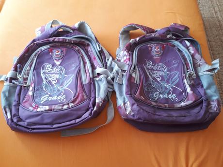 2ks fialove rovnake ruksaky skolske tasky grace, 