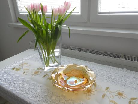 Misa z farebného skla v tvare kvietku-retro,, 