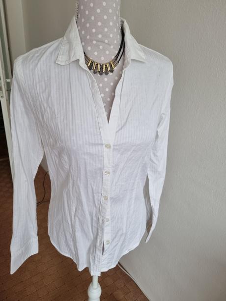 Biela bluzka hm s pasikmi 40, h&m,38
