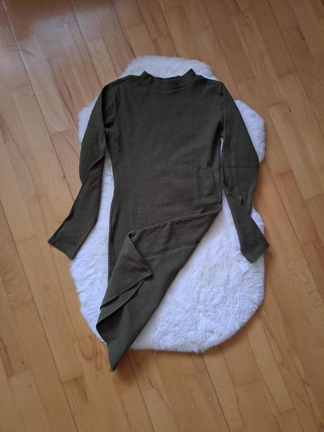 Khaki elastické mini šaty, s