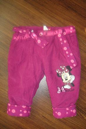 Menčesterové teplé nohavice minnie, disney,74