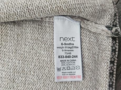 Svetrík na zips s pandičkami next 62/68, next,62