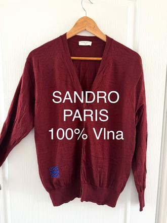 Sandro paris bordový kardigan vlna s korálkami, m