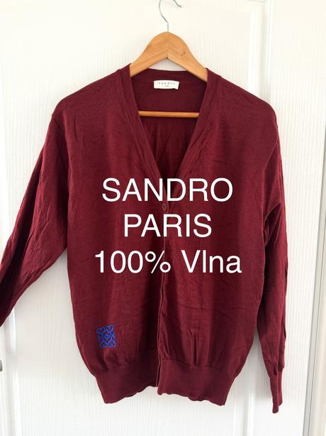 Sandro paris bordový kardigan vlna s korálkami, m