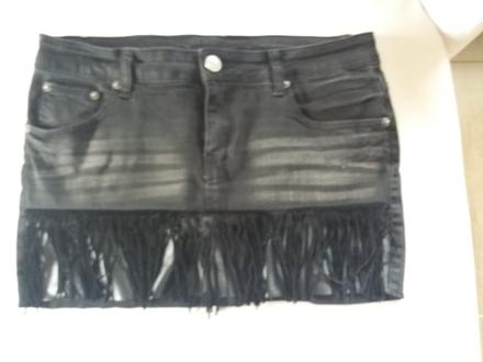 Rifľová minisukňa kombinácii s koženkou ič. 40, amisu,l