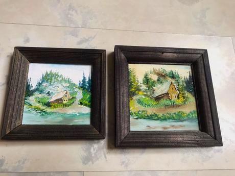 Maľované obrázky olej 2 ks,