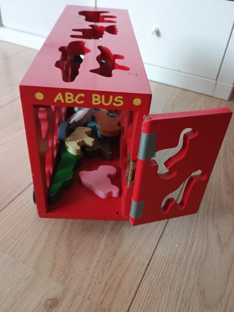 Drevené auto vkladacka puzzle zvieratká, 