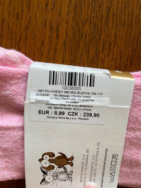 Pančušky bepon kids veľ. 104/110 nenosené, 104