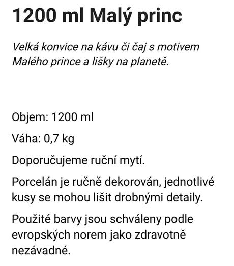 Keramická kanvica malý princ,