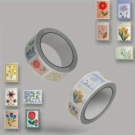 Samolepky poštové známky s kvetmi 20ks, 