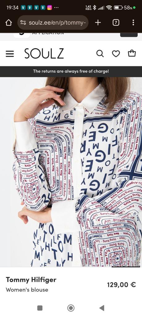 Tommy hilfiger luxusna satenova bluzka m, tommy hilfiger,m