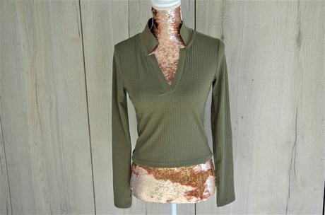 Olivové crop tričko-m, m