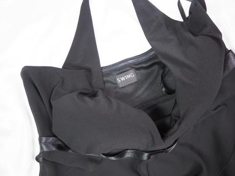 Kvalitné čierne elegantné šaty swing, 38